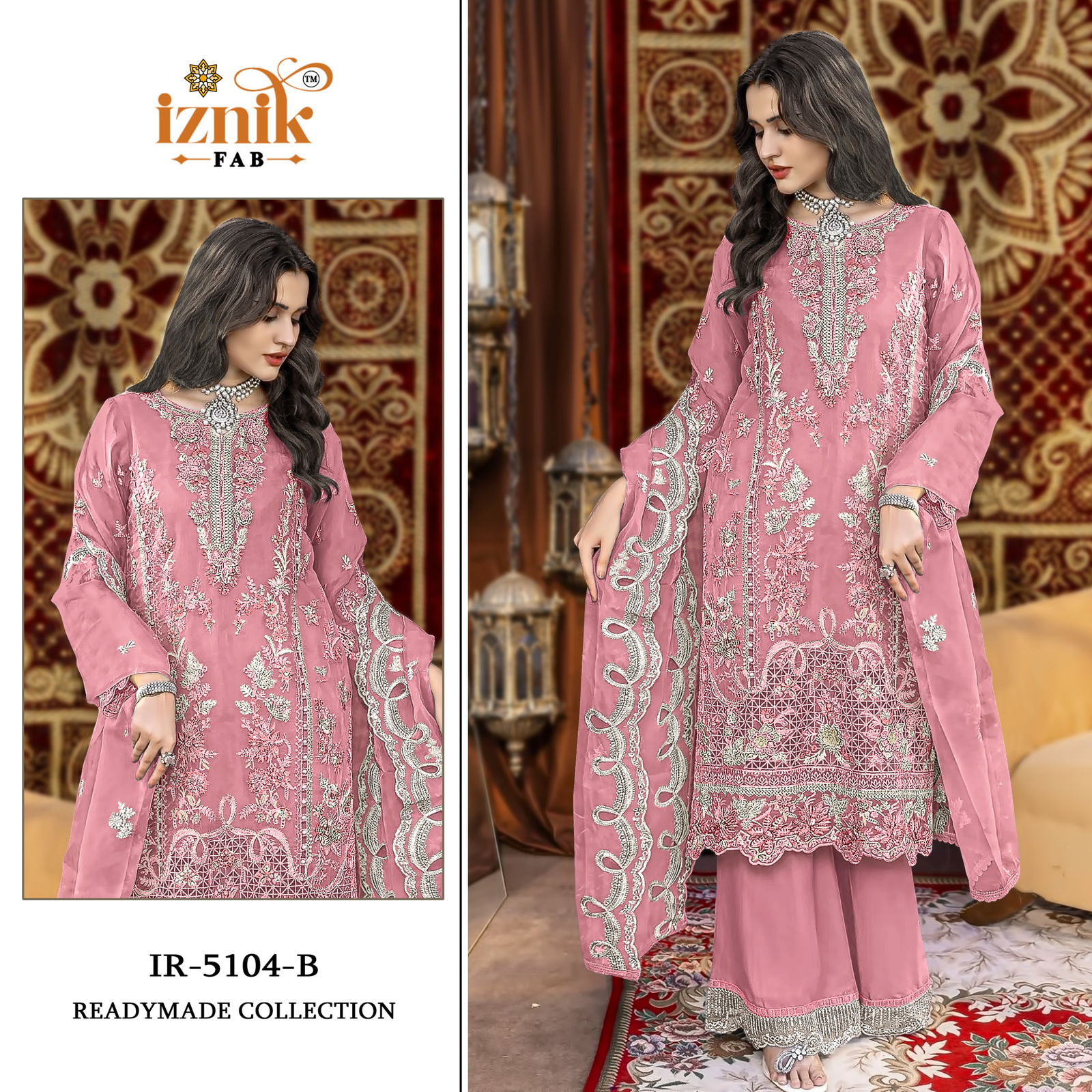 5104 A To D Iznik Organza Embroidery Pakistani Salwar Suits Suppliers In India